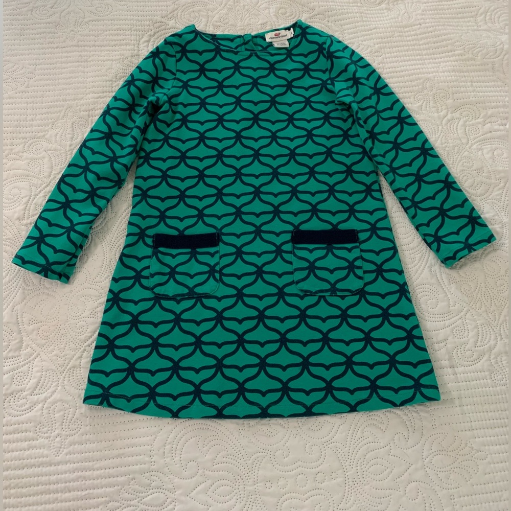 Vineyard Vines girls dress, green and navy size XS